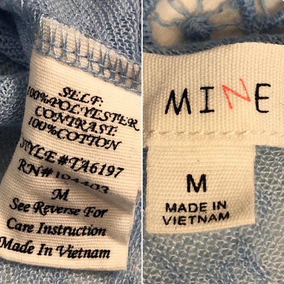 MINE blue flare long sleeve crop top shirt medium - Picture 2 of 4